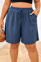 Women's Oversize Relaxed Fit Wide Leg Shorts with Elastic Waist and Side Pockets - 4