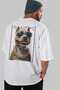 For Dog Lovers 49 White Oversize T-Shirt with Back Dog Print 100% Cotton Unisex Dog Lover Premium Design - 7