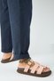 Borde Women's Genuine Leather Scarf and Buckle Nubuck Powder Slippers - 5