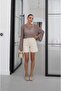 Beige High Waist Denim Shorts - 4