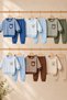 Boy's - Baby Set - Striped Seasonal Top and Bottom Set with Teddy Bear Pocket - 7