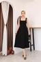 Square Neck Thick Strap Flared Midi Dress