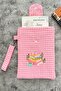 Fabric Book Cover with Hand Strap Book Bag Gingham Book Lover Gift - 5