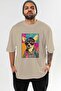 For Dog Lovers 37 Front Dog Printed Beige Oversize T-Shirt 100% Cotton Unisex Dog Lover Premium Design - 2