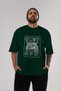 Graphic Designer Oversize Front Printed Green T-Shirt 100% Cotton Streetwear Premium Comfortable Fit - 5