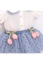 Baby Girl Skirt and Shirt Set with Tulip Flowers Embroidered - 4