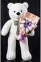 90cm White Plush Bear and Purple Mini Teddy Bear Detailed White Rose Bouquet with White Rose Bouquet, a Lasting Gift Artificial Bouquet, Non-Fading Rose Gift Set for Your Sweetheart - 4