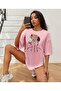 Women's Printed Crew Neck Oversize Casual T-Shirt