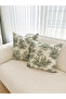 Green Duck Fabric French Peasants Patterned Decorative Throw Pillow Cover - Dowry Set of 2 - 6