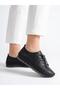 Women's Black Genuine Leather Orthopedic Soft Sole Casual Shoes