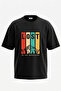 Lost Mountains Design Back Printed Cotton Black Oversize T-Shirt