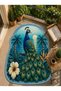Sdt Special Cut Tropical Peacock Patterned Light Blue Woven Base Decorative Carpet Sdt3017 - 3