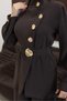 Gold Button Detail Belted Tencel Jacket and Pants Set - 2