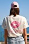 Women's back lip printed t-shirt - ecru - 2