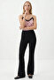 Beige High Waist Spanish Leg Knitted Trousers - 3