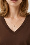 V-Neck Off-Shoulder T-Shirt-Brown - 2