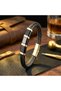 Yellow-Black 316L Steel and Hair Braid Men's Leather Bracelet - 21 cm - 5