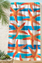 Starfish Striped Marine Beach Towel - Turquoise Orange Mediterranean Quick-Dry Microfiber Towel