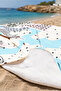 City View Cloud Themed Beach Towel - Modern Pastel Skyline Pool Sea Quick-Drying Cover Towel - 3