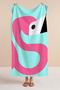 Turquoise Pink Beach Towel with Flamingo Figure - Tropical Pool Sea Bath Quick-Dry Beach Cover