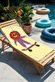 Skateboarder Child Beach Towel with Lion Figure - Yellow Modern Fun Animal Quick-Drying Towel Cover