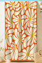 Orange Beach Towel with Daisy Flowers - Retro Bohemian Yellow White Pool Sea Bath Beach Cover