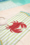 Crab Themed Striped Marine Beach Towel-Mediterranean Style Green Red Quick Drying Microfiber Towel