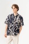 Abstract Design Detailed Short Sleeve Oversize Shirt