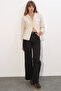 Women's Single Pocket Polka Dot Oversize Shirt 20399 - Cream - 2