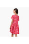 Round Neck Short Sleeves Knee Length A-line Dress with Floral Print - 3