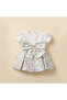 Round Neck Short Sleeves A-Line Dress with Floral Print - 2