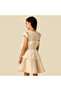 Round Neck Cap Sleeves Dress with Floral Applique - 3