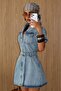 New Season Design Short Sleeve Denim Jean Dress - 4