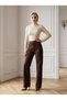 Ema 90's Bitter Brown Lycra Super High Waist Loose Stretch Jeans Palazzo Trousers