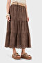 Cotton Relaxed Fit Embroidered Midi Skirt Skirt 2511 - 4