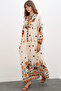 Women's Patterned Long Hijab Dress 2585 - Mink - 3