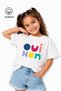 Colorful Text Printed Casual Short Sleeve Summer Girls' T-Shirt