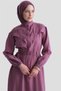 Aller Detailed Elastic Waist Dress Burgundy - 5