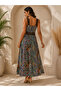 Summer Chic Women's Bohemian Ethnic Patterned Cross Collar Slit Long Summer Single Jersey Dress - 4