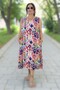 Kayik Yaka Jopone Kol(Without Collar) Ethnic Patterned Bell Cut Extra Large Size Flawed Dress - 5