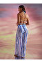Pack of 3 - Abstract Print Balconette Molded Cup Top with Tie Back Detail, Bikini Brief and Wide Leg Pants - 5