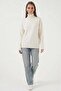 Women's Turtleneck Oversize Knitwear Ecru Sweater - 4