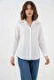 Women's Silver Foil Patterned White Shirt - 4