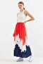 Women's Patterned Viscose Red Skirt - 3