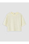 Yellow Striped Oversize 100% Cotton Women's T-Shirt - 5