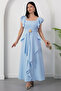 Square Neckline Shoulder and Skirt Ruffle Dress Grs4052 - 5