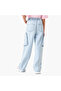 Wide Leg Cargo Jeans with Buttoned Waist - 3