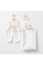 Kate Bow Detailed Lace Covered Organic 4-Piece Hospital Discharge Set for Newborn Baby Girl - 3