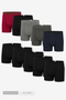 Men's Black Mixed Color 10-Piece Long Leg Bamboo Boxers - 25211