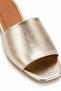 Lora Women's Gold Beige Single Strap Patent Leather Textured Slippers - Casual Stylish Home and Outdoor Slippers - 4